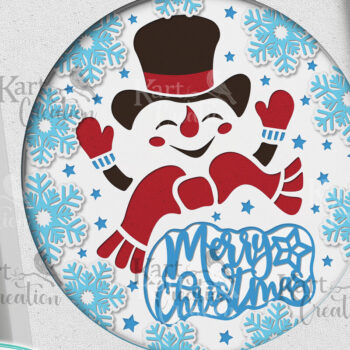 Intra απο ξύλο plywood 3mm-4mm πάχος 3D Snowman Shadow Box Papercut Δίασταση 8x8 cm INTRAFABR-47971177 - Image 4