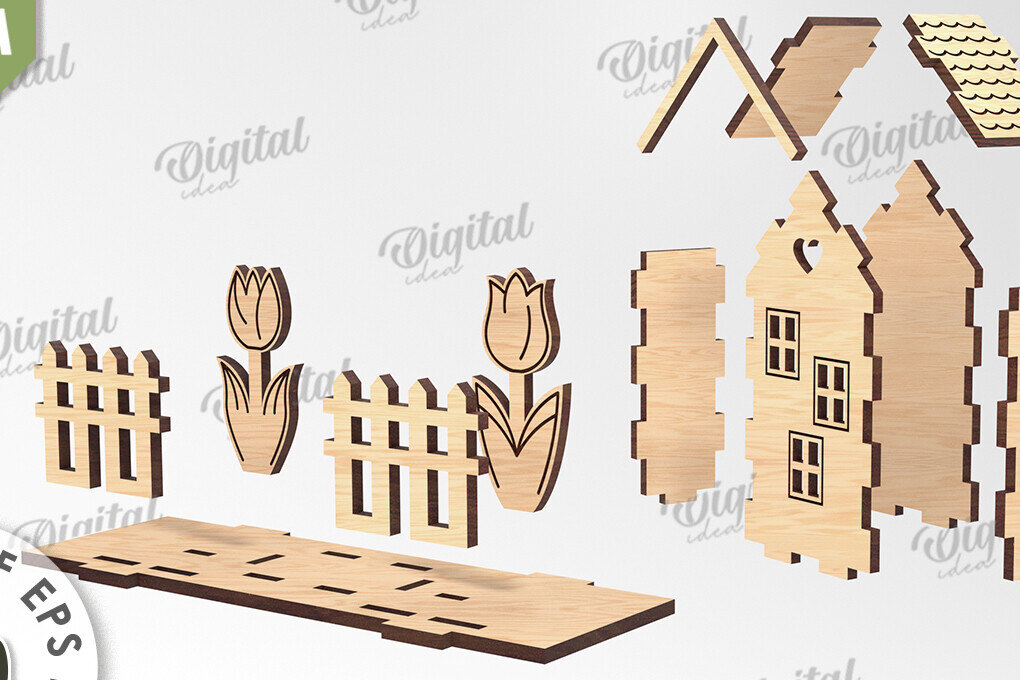 Intra απο ξύλο plywood 3mm-4mm πάχος Τρισδιάστατο ντεκόρ με λέιζερ. Πασχαλινό περίπτερο Δίασταση 15x15 cm INTRAFABR-115232735 - Image 3