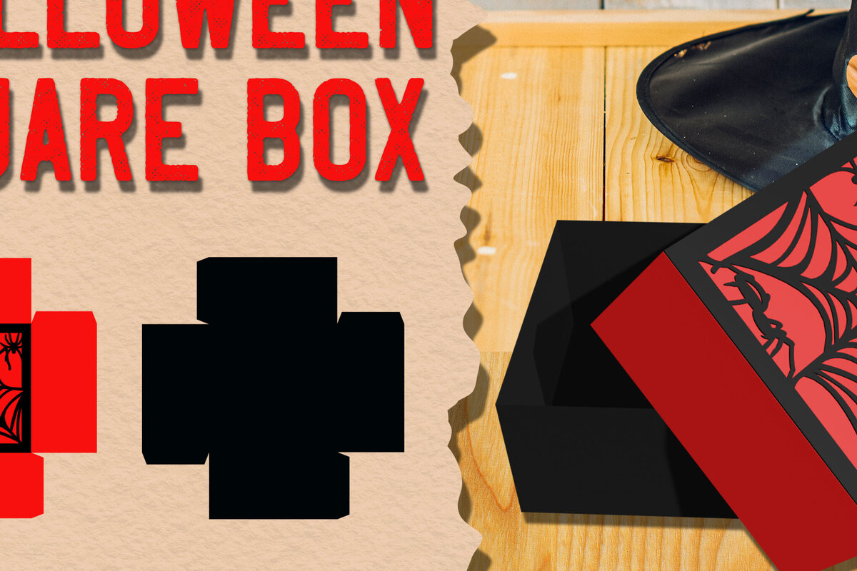 Intra απο ξύλο plywood 3mm-4mm πάχος 3D Square Box Halloween Spider Δίασταση 15x15 cm INTRAFABR-79049485 - Image 1