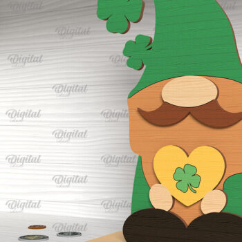 Intra απο ξύλο plywood 3mm-4mm πάχος Τρισδιάστατη Gnome του Αγίου Πατρικίου Δίασταση 30x20 cm INTRAFABR-88817636 - Image 1