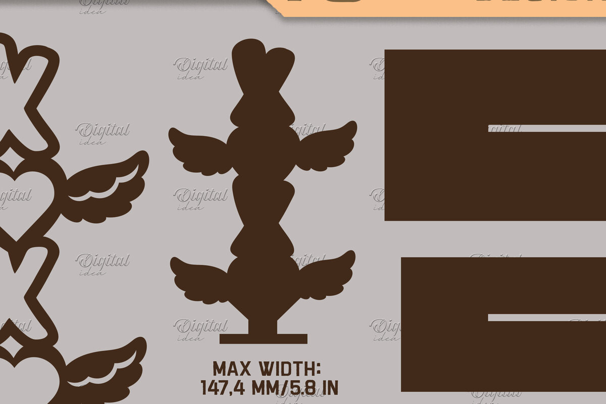 Intra απο ξύλο plywood 3mm-4mm πάχος 3D Stacked Hearts. Τρισδιάστατη Δίασταση 15x15 cm INTRAFABR-83739503 - Image 2