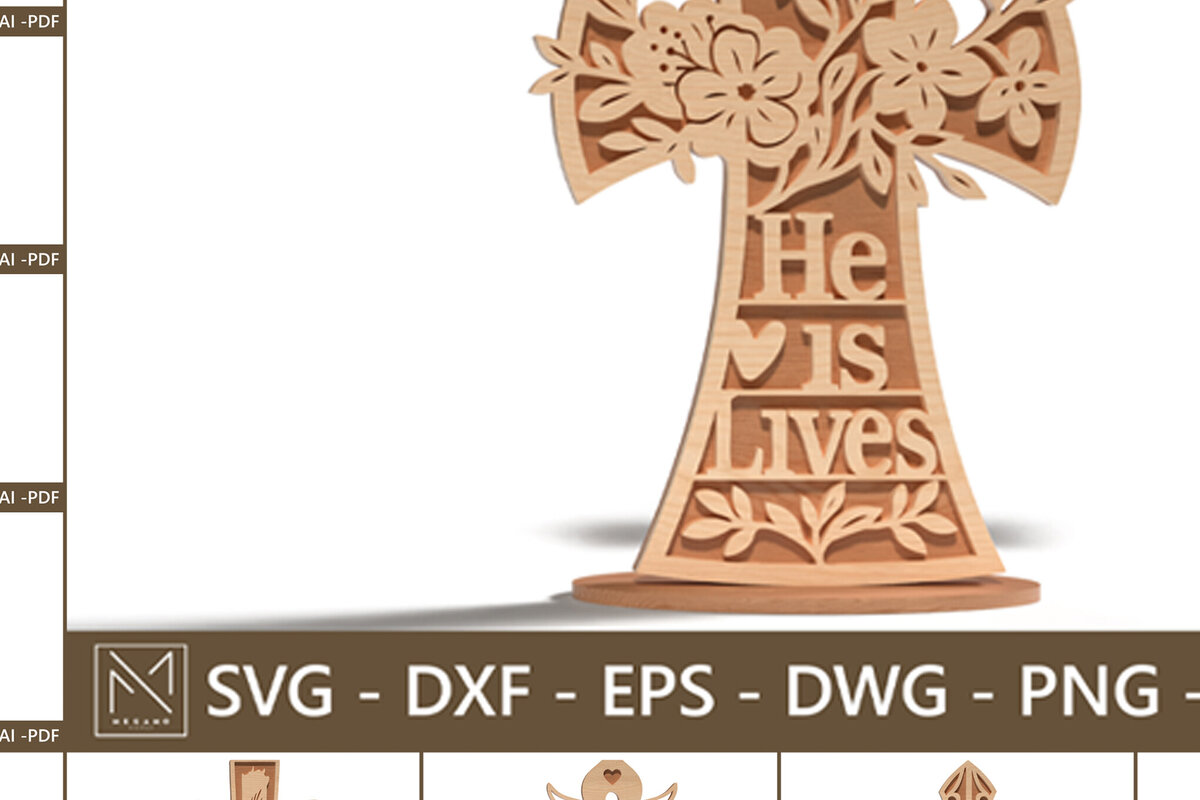 Intra απο ξύλο plywood 3mm-4mm πάχος 3D Standing Cross για Δίασταση 15x15 cm INTRAFABR-120396899