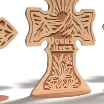 Intra απο ξύλο plywood 3mm-4mm πάχος 3D Standing Cross για Δίασταση 15x15 cm INTRAFABR-120396899 - Image 5
