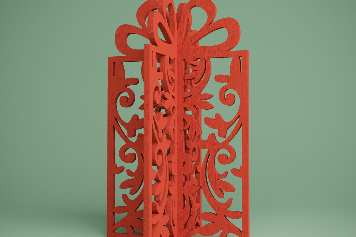 Intra απο ξύλο plywood 3mm-4mm πάχος 3D μόνιμο παρόν. Xmas Gift Δίασταση 15x15 cm INTRAFABR-81904980 - Image 1