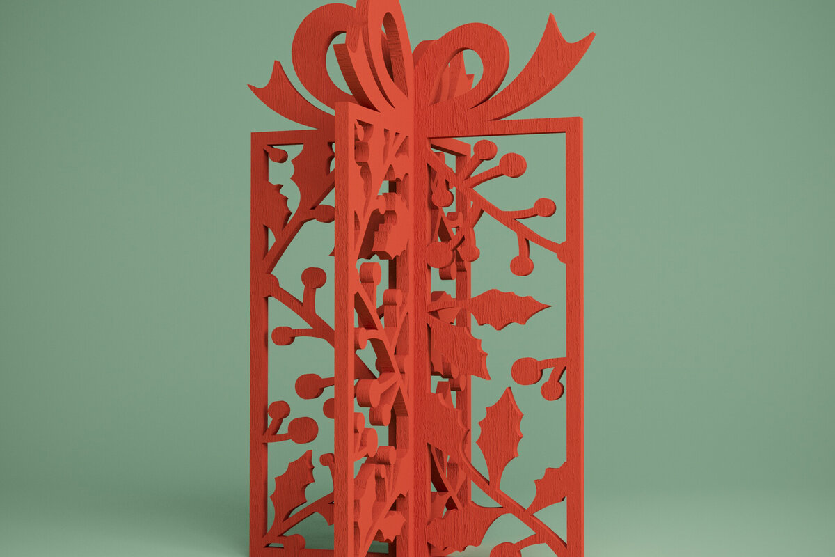 Intra απο ξύλο plywood 3mm-4mm πάχος 3D μόνιμο παρόν. Xmas Gift Δίασταση 15x15 cm INTRAFABR-81904313 - Image 1