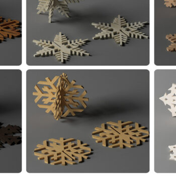 Intra απο ξύλο plywood 3mm-4mm πάχος 3D Standing Wooden Snowflakes 283 Δίασταση 30x20 cm INTRAFABR-50100395 - Image 1