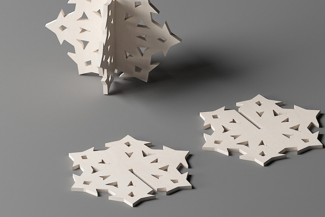 Intra απο ξύλο plywood 3mm-4mm πάχος 3D Standing Wooden Snowflakes 283 Δίασταση 30x20 cm INTRAFABR-50100395 - Image 3