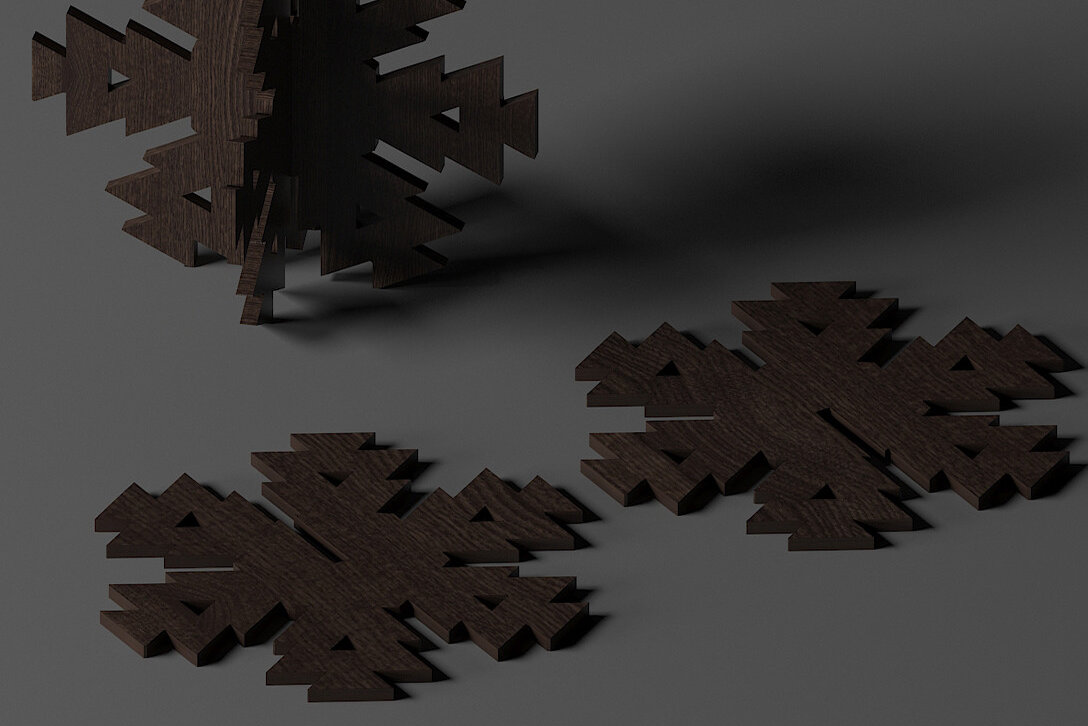 Intra απο ξύλο plywood 3mm-4mm πάχος 3D Standing Wooden Snowflakes 283 Δίασταση 30x20 cm INTRAFABR-50100395 - Image 4