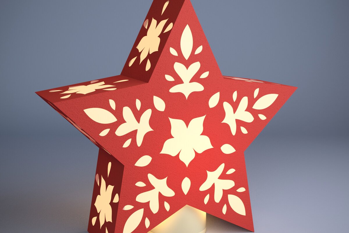 Intra απο ξύλο plywood 3mm-4mm πάχος Κοπή χαρτιού 3D Star Lantern. Φανάρι 3D Δίασταση 30x20 cm INTRAFABR-81727448 - Image 1