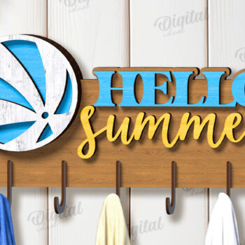 Intra απο ξύλο plywood 3mm-4mm πάχος Τρισδιάστατη θερινή κρεμάστρα για πετσέτες με λέιζερ Δίασταση 30x20 cm INTRAFABR-121905929 - Image 1