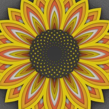 Intra απο ξύλο plywood 3mm-4mm πάχος 3D Sunflower Mandala , Sunflower 3D Δίασταση 30x30 cm INTRAFABR-29290111 - Image 1