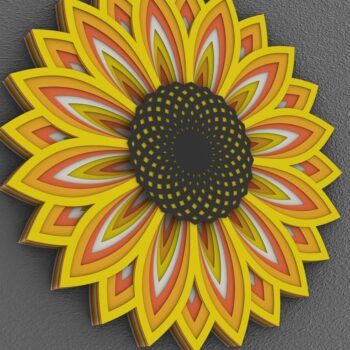 Intra απο ξύλο plywood 3mm-4mm πάχος 3D Sunflower Mandala , Sunflower 3D Δίασταση 30x30 cm INTRAFABR-29290111 - Image 2