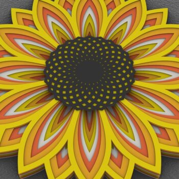 Intra απο ξύλο plywood 3mm-4mm πάχος 3D Sunflower Mandala , Sunflower 3D Δίασταση 30x30 cm INTRAFABR-29290111 - Image 4