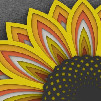 Intra απο ξύλο plywood 3mm-4mm πάχος 3D Sunflower Mandala , Sunflower 3D Δίασταση 30x30 cm INTRAFABR-29290111 - Image 6