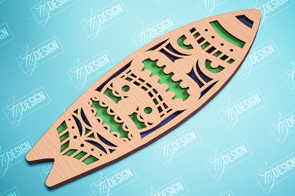 Intra απο ξύλο plywood 3mm-4mm πάχος σχεδίασης 3D Surf Cut  | CNC Δίασταση 30x20 cm INTRAFABR-99667490 - Image 2