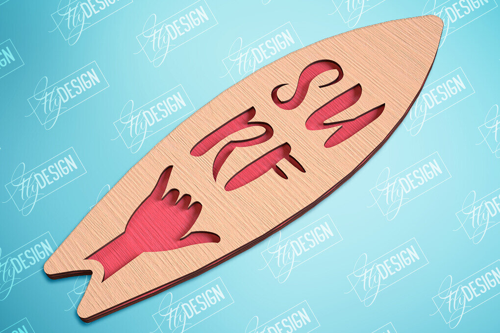 Intra απο ξύλο plywood 3mm-4mm πάχος 3D Surf | Ξύλινη σανίδα του σερφ Δίασταση 30x20 cm INTRAFABR-99664439