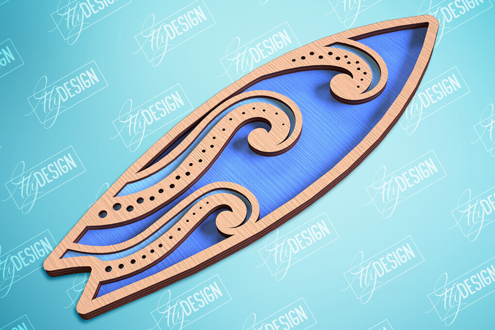 Intra απο ξύλο plywood 3mm-4mm πάχος 3D Surf | Ξύλινη σανίδα του σερφ Δίασταση 30x20 cm INTRAFABR-99664425 - Image 1