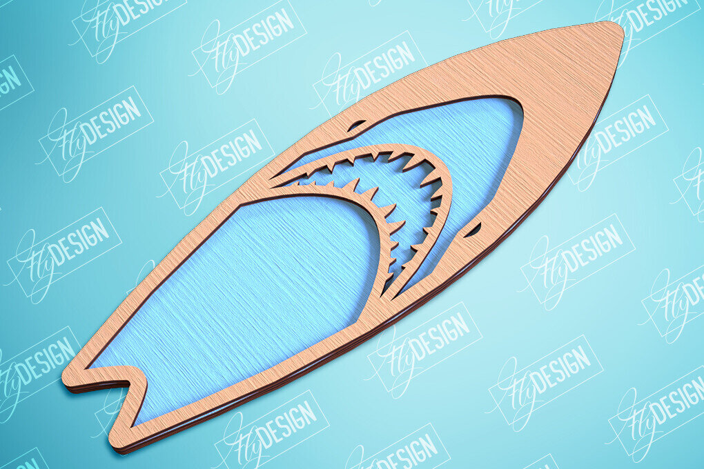 Intra απο ξύλο plywood 3mm-4mm πάχος 3D Surf | Ξύλινη σανίδα του σερφ Δίασταση 30x20 cm INTRAFABR-99664434