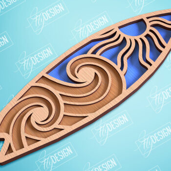 Intra απο ξύλο plywood 3mm-4mm πάχος 3D Surf | Ξύλινη σανίδα του σερφ Δίασταση 30x20 cm INTRAFABR-99664332 - Image 1