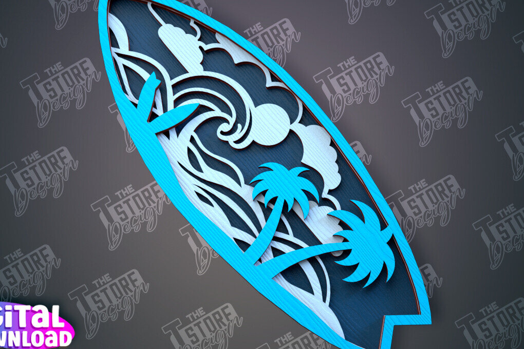 Intra απο ξύλο plywood 3mm-4mm πάχος 3D Surf | Ξύλινες σανίδες του σερφ Δίασταση 30x20 cm INTRAFABR-100125829