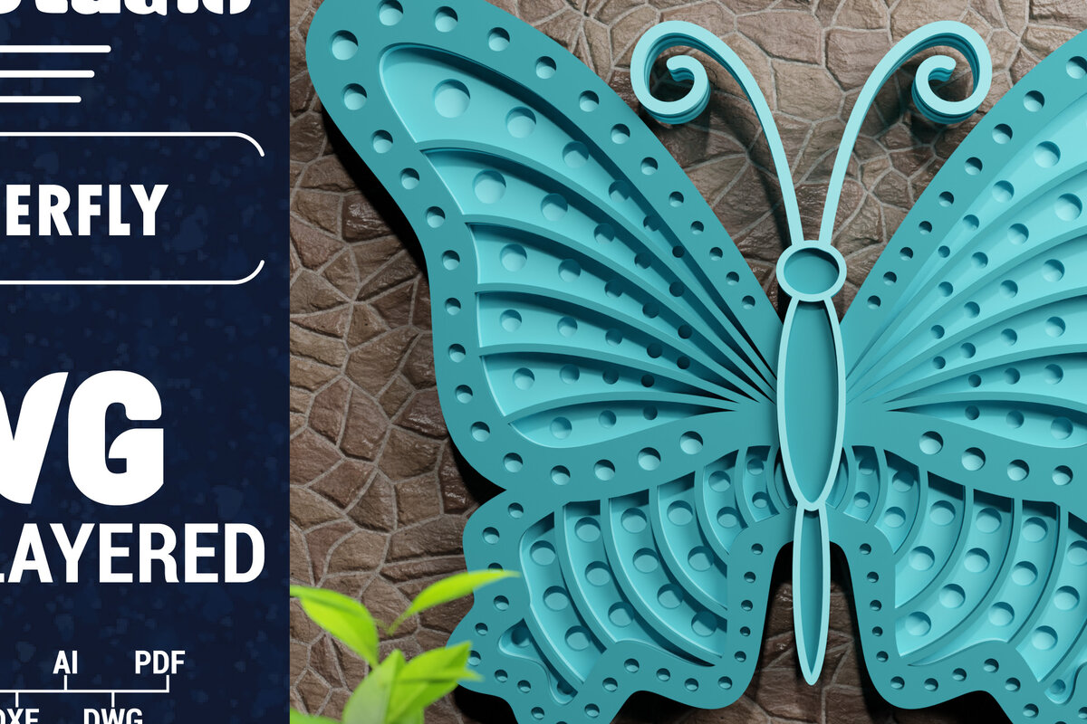 Intra απο ξύλο plywood 3mm-4mm πάχος Χαρτί 3D Butterfly Multilayered Δίασταση 1200x1200 cm INTRAFABR-70559474