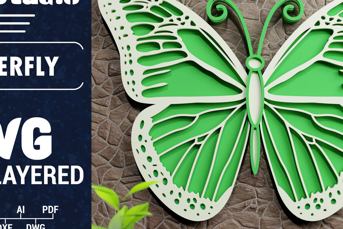 Intra απο ξύλο plywood 3mm-4mm πάχος Χαρτί 3D Butterfly Multilayered Δίασταση 1200x1200 cm INTRAFABR-71036354