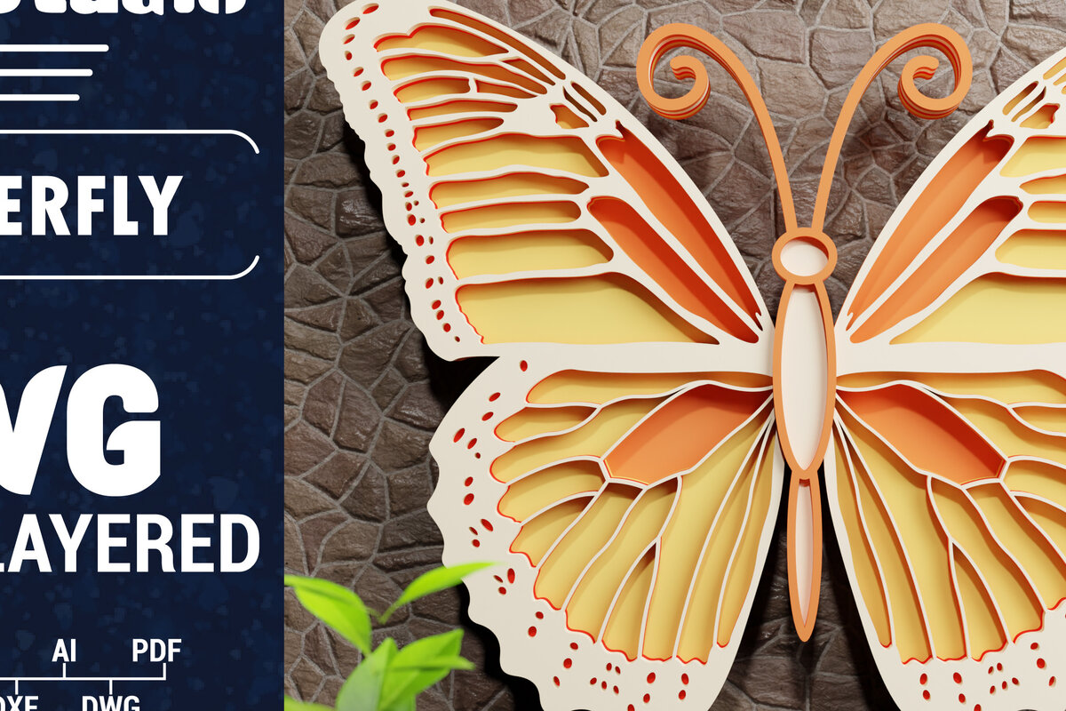 Intra απο ξύλο plywood 3mm-4mm πάχος Χαρτί 3D Butterfly Multilayered Δίασταση 1200x1200 cm INTRAFABR-71036358