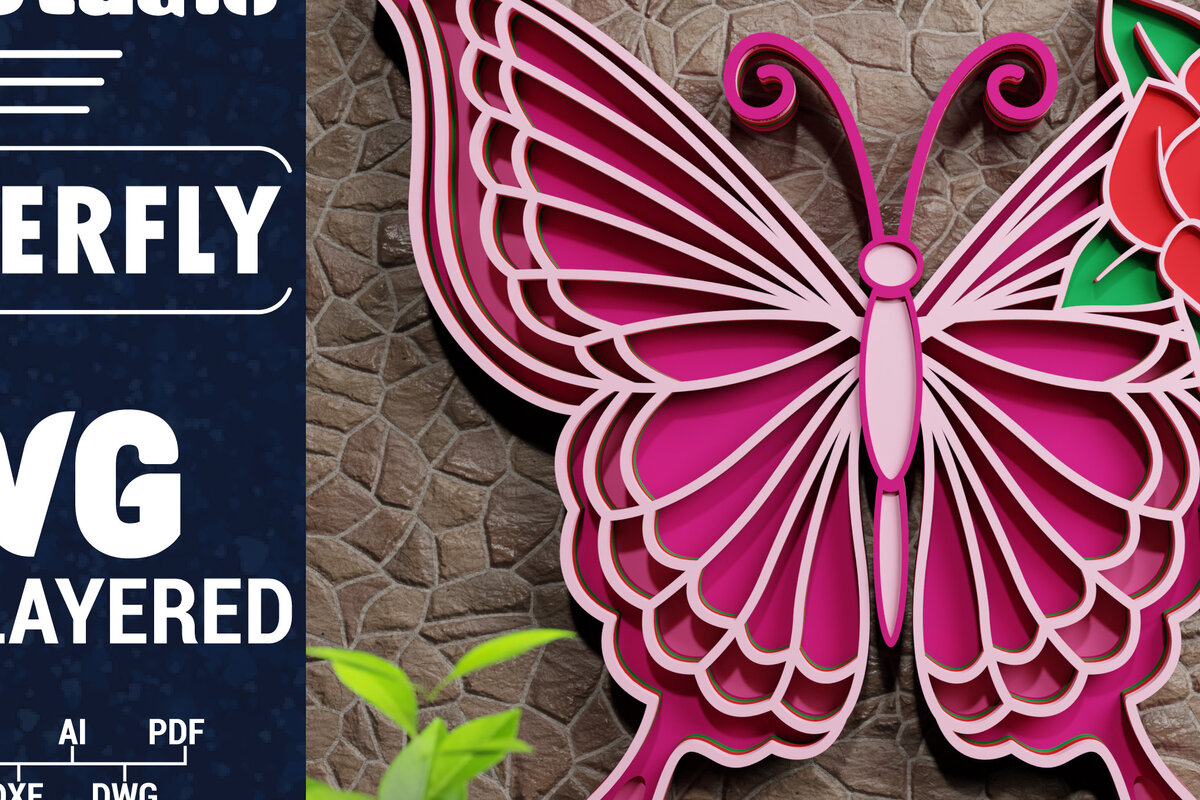 Intra απο ξύλο plywood 3mm-4mm πάχος Χαρτί 3D Butterfly Multilayered Δίασταση 1200x1200 cm INTRAFABR-72284144