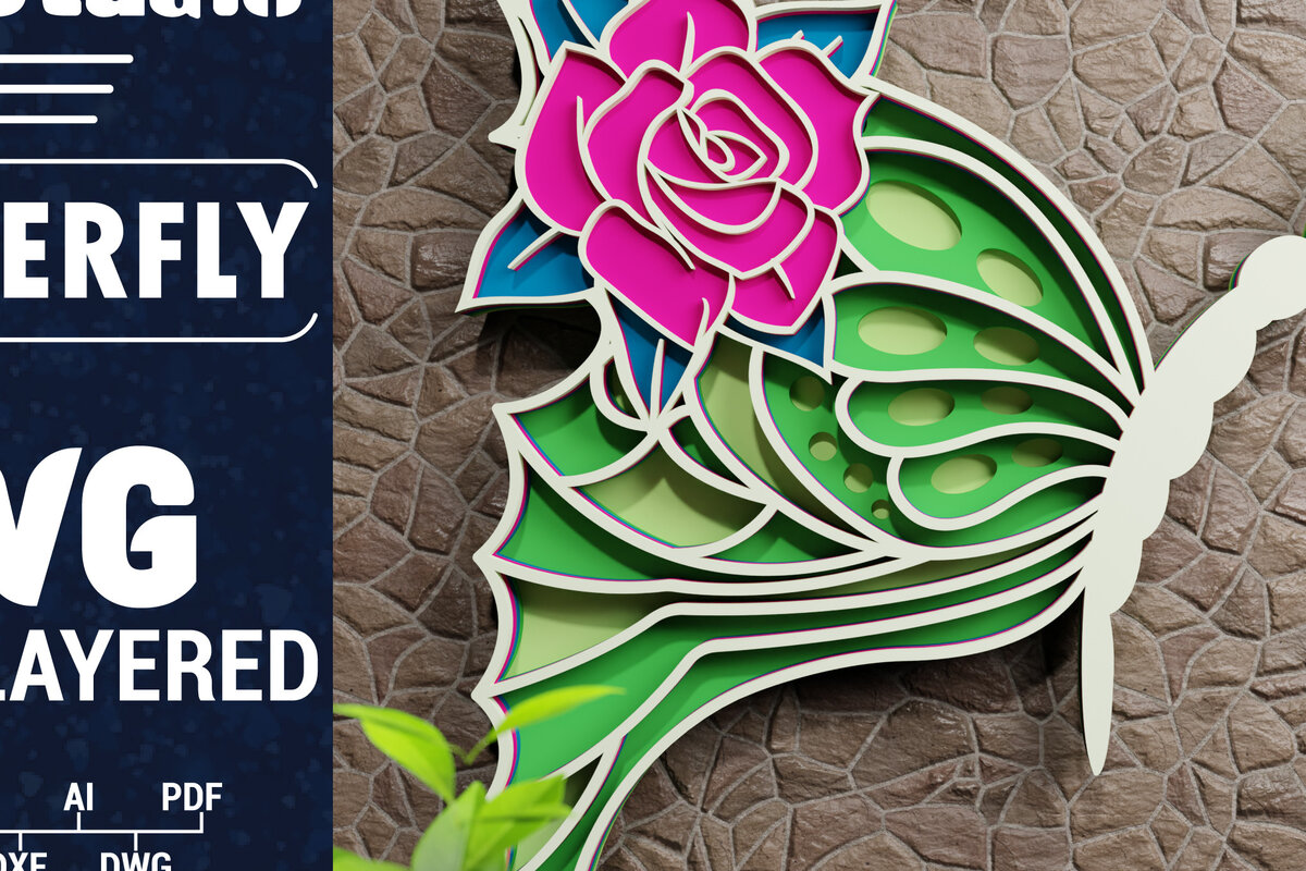 Intra απο ξύλο plywood 3mm-4mm πάχος Χαρτί 3D Butterfly Multilayered Δίασταση 1200x1200 cm INTRAFABR-72329954