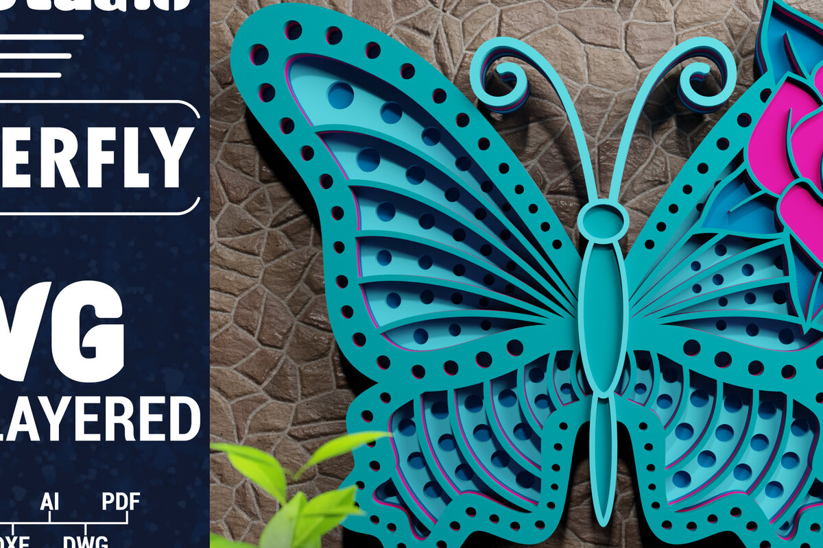 Intra απο ξύλο plywood 3mm-4mm πάχος Χαρτί 3D Butterfly Multilayered Δίασταση 1200x1200 cm INTRAFABR-72329988