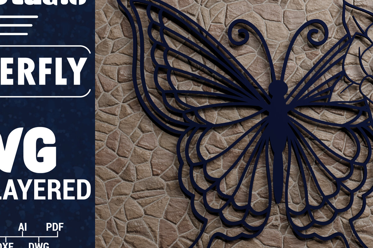 Intra απο ξύλο plywood 3mm-4mm πάχος Χαρτί 3D Butterfly Multilayered Δίασταση 1200x1200 cm INTRAFABR-72484963