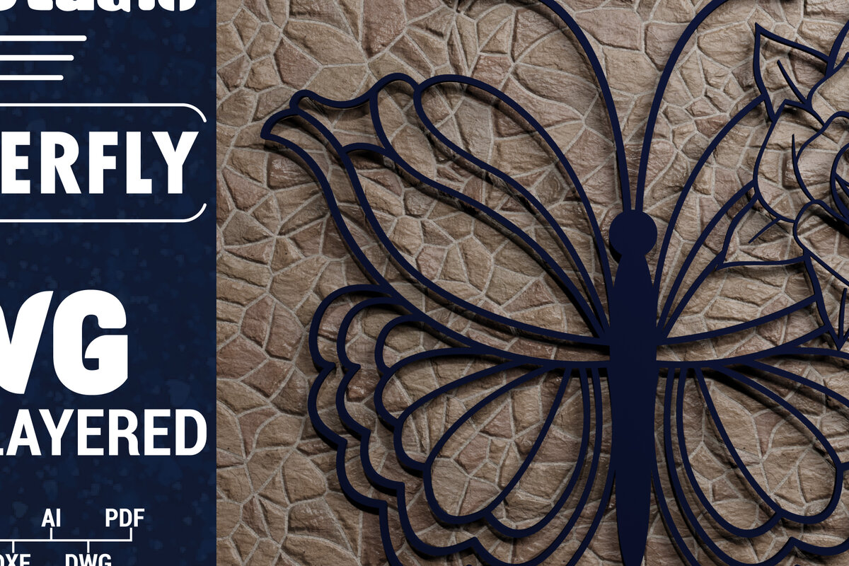Intra απο ξύλο plywood 3mm-4mm πάχος Χαρτί 3D Butterfly Multilayered Δίασταση 1200x1200 cm INTRAFABR-72484972 - Image 1