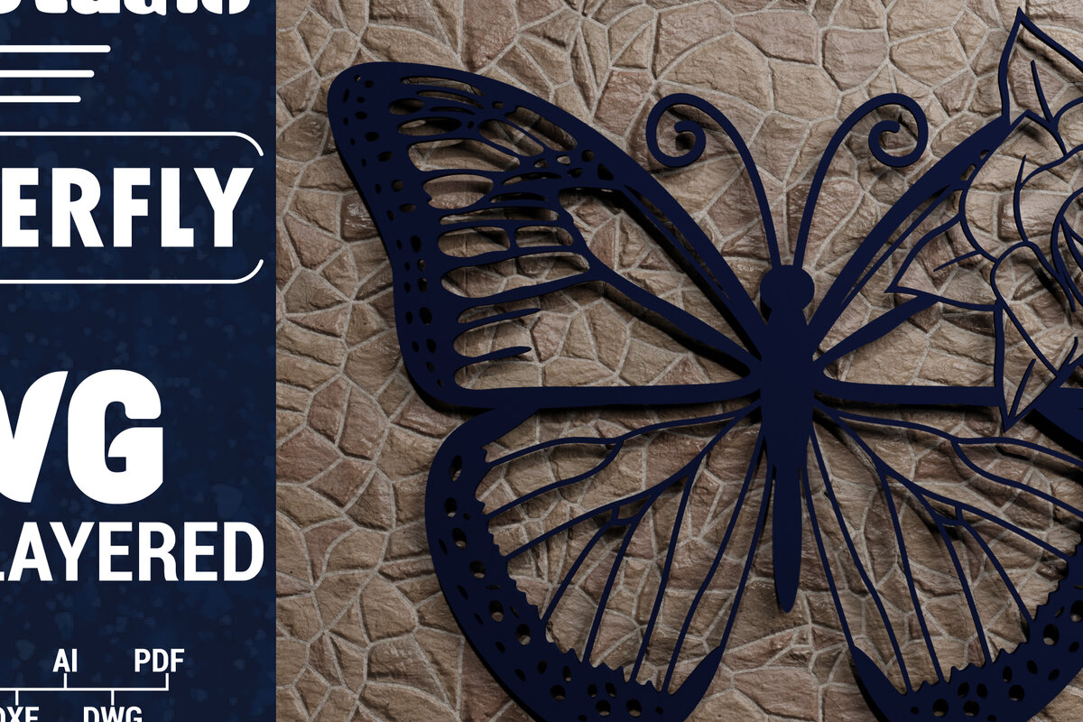 Intra απο ξύλο plywood 3mm-4mm πάχος Χαρτί 3D Butterfly Multilayered Δίασταση 1200x1200 cm INTRAFABR-72484997