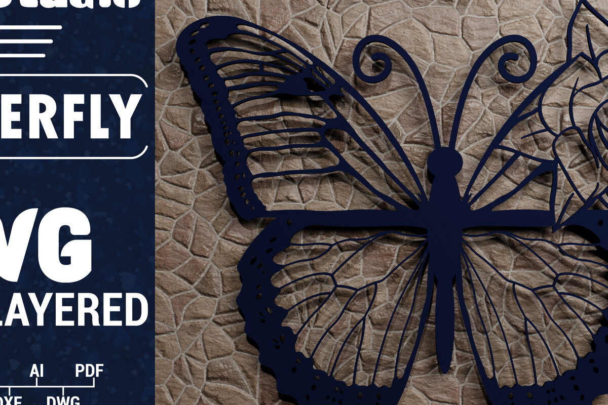 Intra απο ξύλο plywood 3mm-4mm πάχος Χαρτί 3D Butterfly Multilayered Δίασταση 1200x1200 cm INTRAFABR-72485002 - Image 1