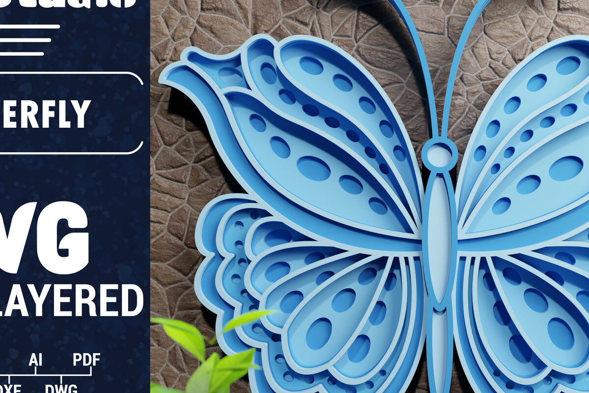 Intra απο ξύλο plywood 3mm-4mm πάχος Χαρτί 3D Butterfly Multilayered Δίασταση 1200x1200 cm INTRAFABR-70383458