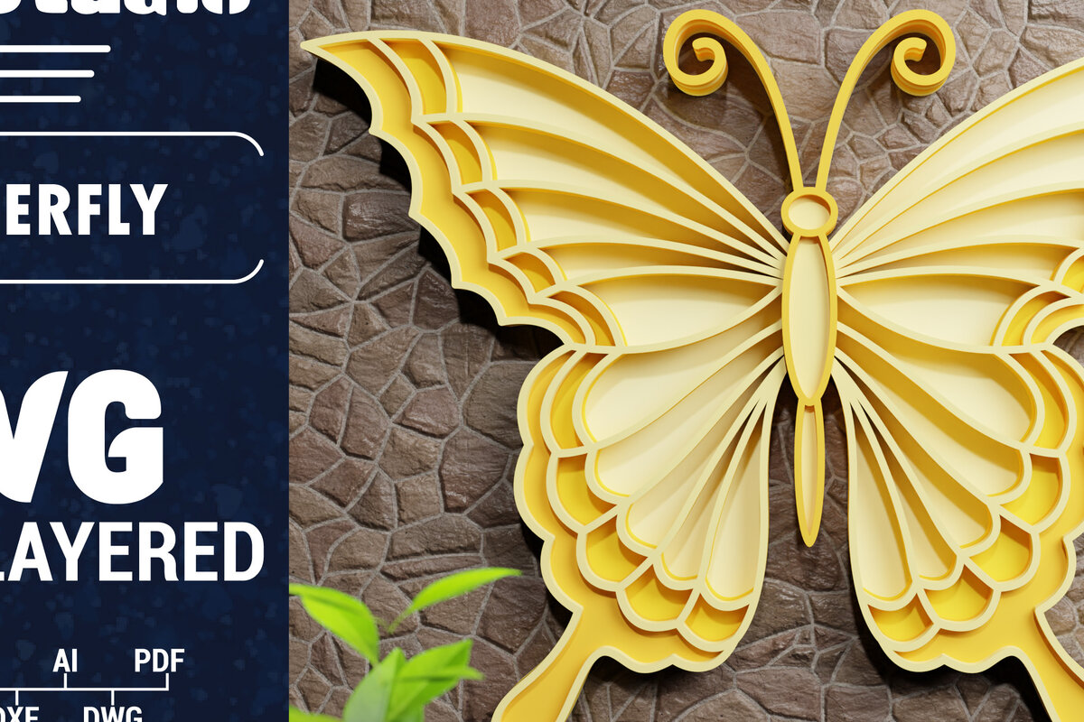 Intra απο ξύλο plywood 3mm-4mm πάχος Χαρτί 3D Butterfly Multilayered Δίασταση 1200x1200 cm INTRAFABR-70383467
