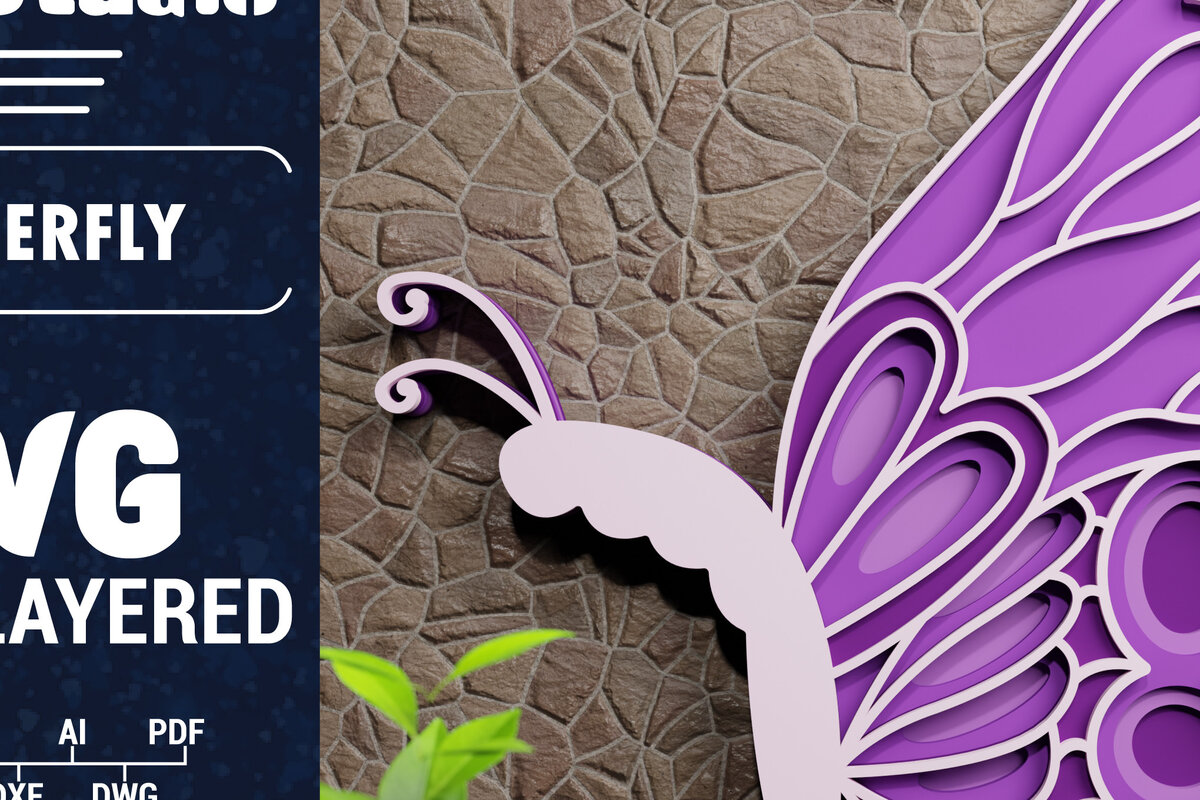 Intra απο ξύλο plywood 3mm-4mm πάχος Χαρτί 3D Butterfly Multilayered Δίασταση 1200x1200 cm INTRAFABR-70438046