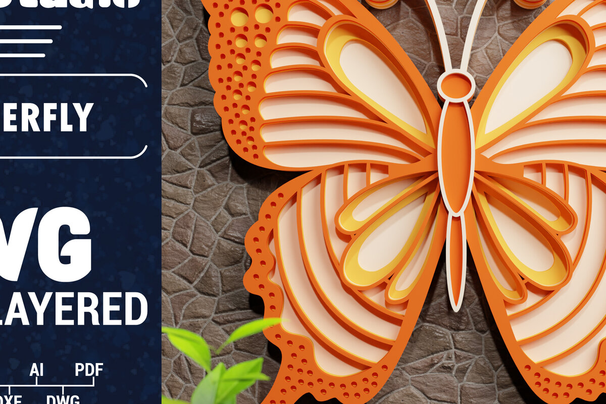 Intra απο ξύλο plywood 3mm-4mm πάχος Χαρτί 3D Butterfly Multilayered Δίασταση 1200x1200 cm INTRAFABR-70455696