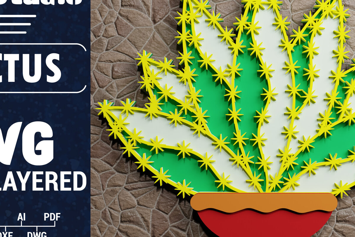 Intra απο ξύλο plywood 3mm-4mm πάχος 3D Cactus Multilayered Papercut Δίασταση 1200x1200 cm INTRAFABR-72754290