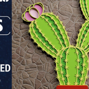 Intra απο ξύλο plywood 3mm-4mm πάχος 3D Cactus Multilayered Papercut Δίασταση 1200x1200 cm INTRAFABR-72859443