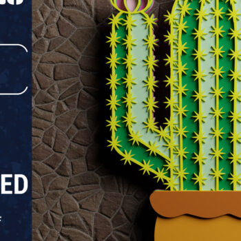 Intra απο ξύλο plywood 3mm-4mm πάχος 3D Cactus Multilayered Papercut Bun. Δίασταση 1200x1200 cm INTRAFABR-72859503 - Image 5
