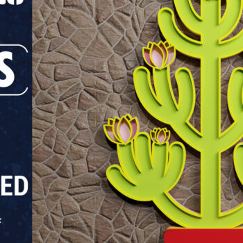 Intra απο ξύλο plywood 3mm-4mm πάχος 3D Cactus Multilayered Papercut Bun. Δίασταση 1200x1200 cm INTRAFABR-72859503 - Image 7