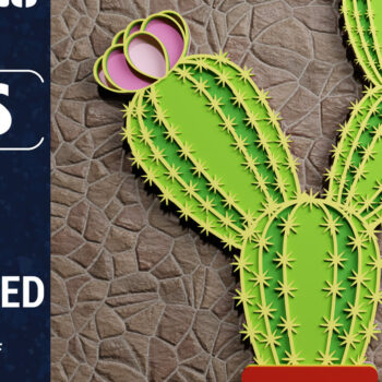 Intra απο ξύλο plywood 3mm-4mm πάχος 3D Cactus Multilayered Papercut Bun. Δίασταση 1200x1200 cm INTRAFABR-72859503 - Image 8