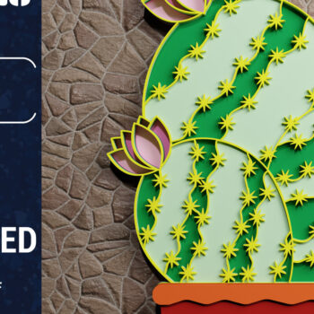 Intra απο ξύλο plywood 3mm-4mm πάχος 3D Cactus Multilayered Papercut Bun. Δίασταση 1200x1200 cm INTRAFABR-72859503 - Image 9
