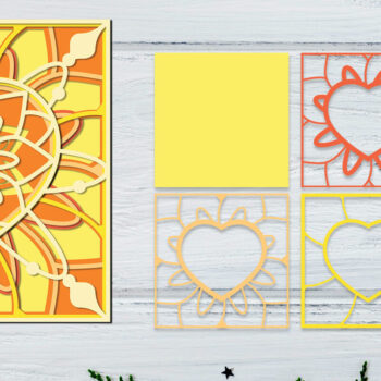 Intra απο ξύλο plywood 3mm-4mm πάχος 3D Heart Mandala, 3D Layered Δίασταση 30x30 cm INTRAFABR-57321501 - Image 1