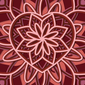 Intra απο ξύλο plywood 3mm-4mm πάχος 3D Heart Mandala, 3D Layered Δίασταση 30x30 cm INTRAFABR-57321402 - Image 3