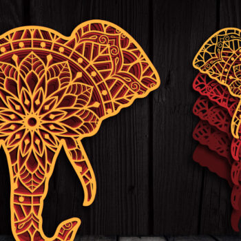 Intra απο ξύλο plywood 3mm-4mm πάχος 3D Multi-layer Elephant Mandala Δίασταση 30x30 cm INTRAFABR-104193658 - Image 1