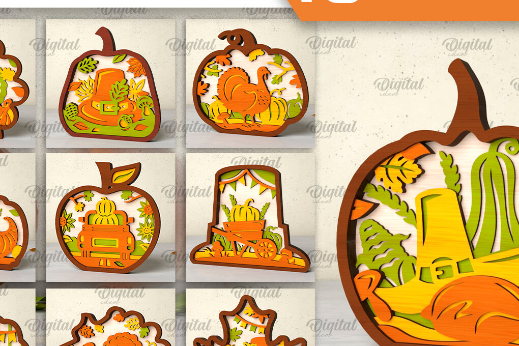 Intra απο ξύλο plywood 3mm-4mm πάχος Δέσμη κοπής με λέιζερ 3D Decor για την Ημέρα των Ευχαριστιών Δίασταση 30x20 cm INTRAFABR-105511829