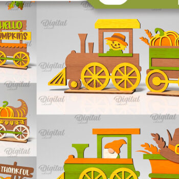 Intra απο ξύλο plywood 3mm-4mm πάχος τρισδιάστατων τρένων για την Ημέρα των Ευχαριστιών Δίασταση 30x20 cm INTRAFABR-105993276 - Image 1