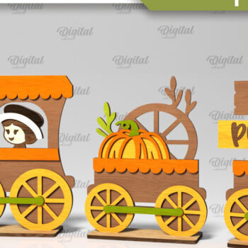 Intra απο ξύλο plywood 3mm-4mm πάχος τρισδιάστατων τρένων για την Ημέρα των Ευχαριστιών Δίασταση 30x20 cm INTRAFABR-105993276 - Image 3